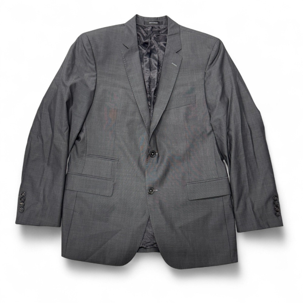 Hugo Boss Mens Gray Silk Wool Two Button Blazer Jacket‎ 42R Business